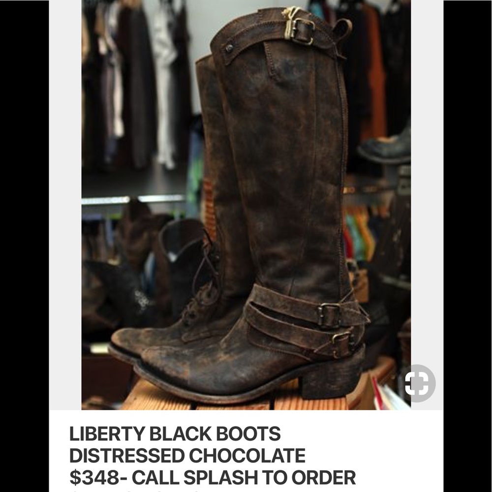 Liberty Black Distressed Boots Size 9, Chocolate